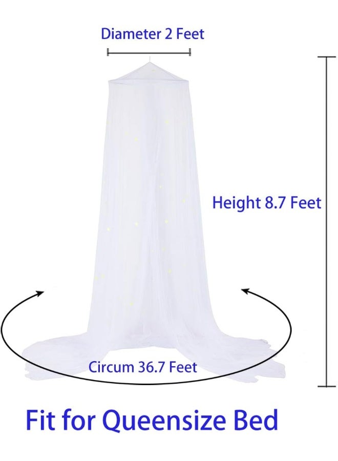 BCBYou Bed Canopy Mosquito Net with Fluorescent Stars Glow in Dark for Baby, Kids, and Adults, for Cover The Baby Crib, Kid Bed, Girls Bed Or Full Size Bed (White) - Image 4
